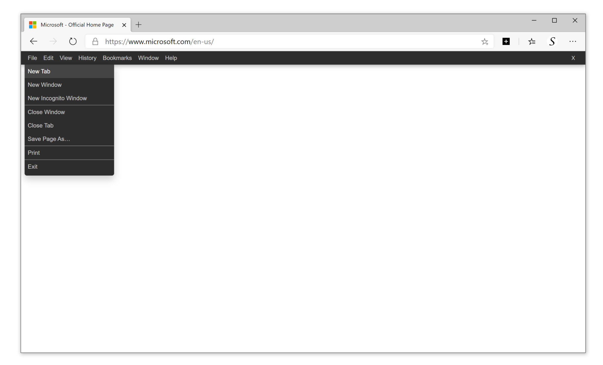 Microsoft Edge Menu Bar
