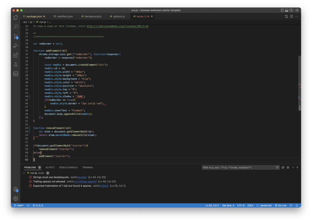 Chrome extension development template in Visual Studio Code.