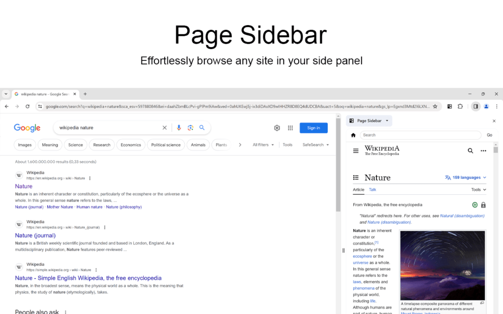 Page Sidebar browser extension