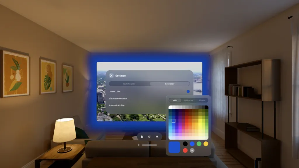 Aurora Player for Apple Vision Pro - Settings panel
