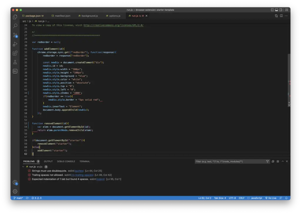 Chrome extension development template in Visual Studio Code.