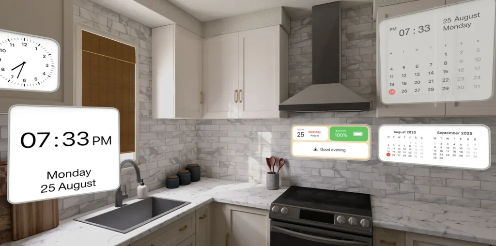 Date Today spatial widgets in the kitchen room