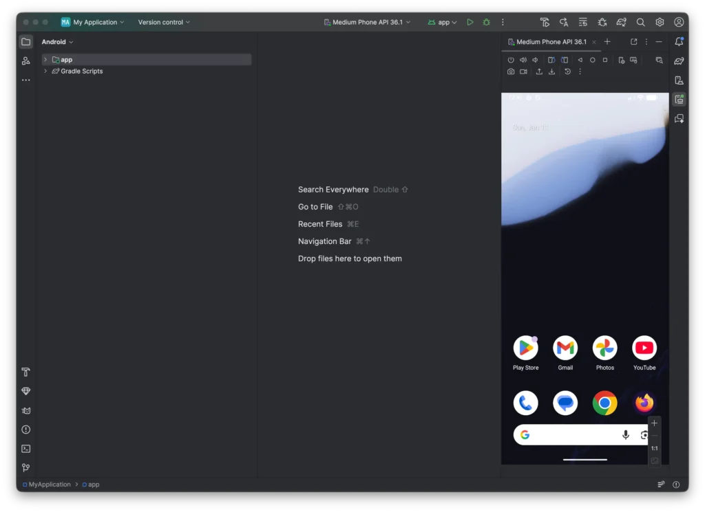 Emulator running in Android Studio