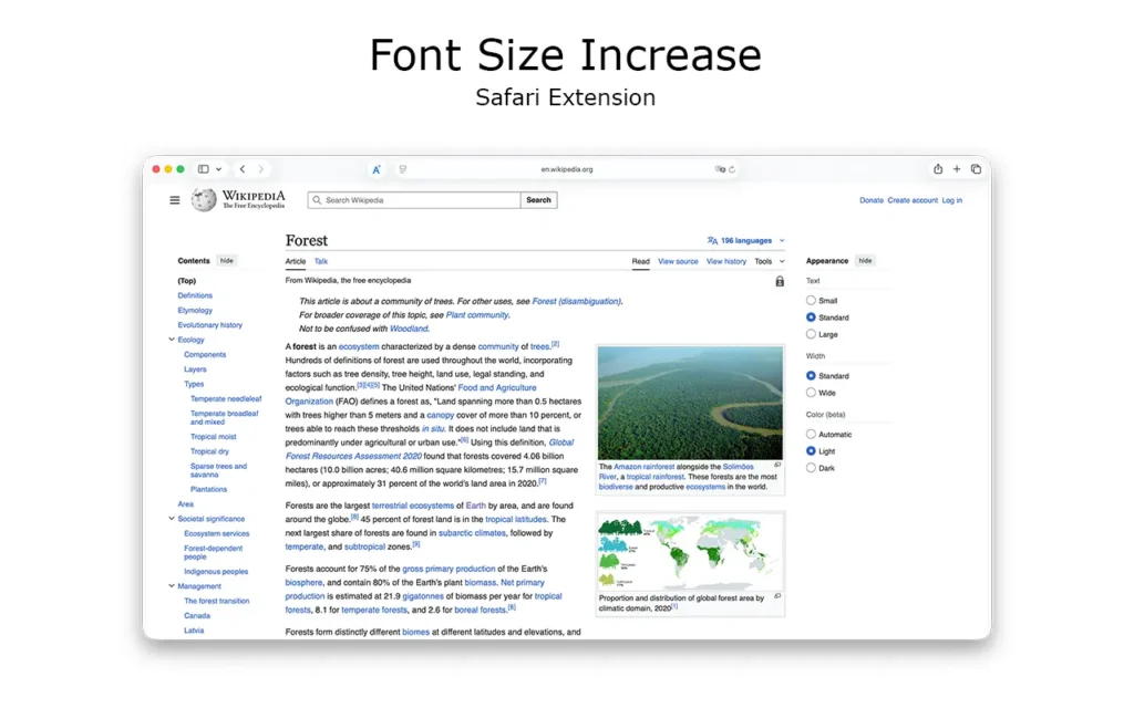 Font Size Increase Safari Extension