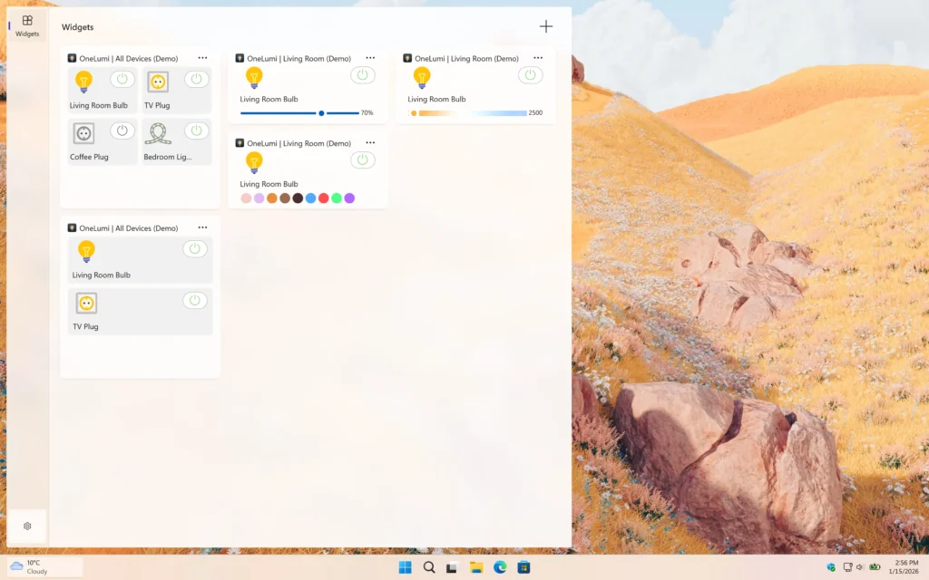 OneLumi works with the Windows 11 widget so you can see all your devices quickly
