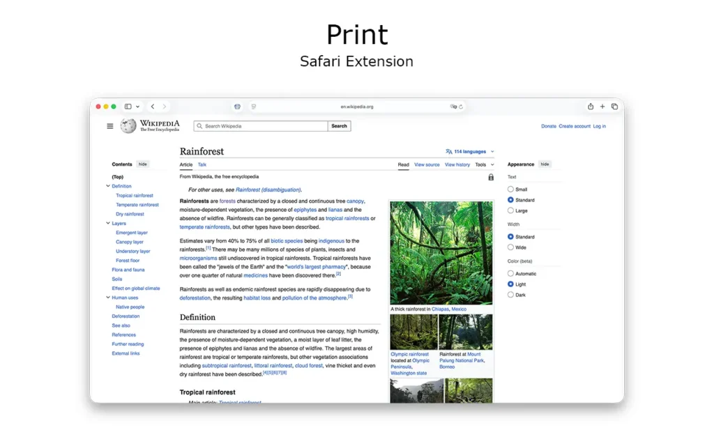 Print Safari Extension