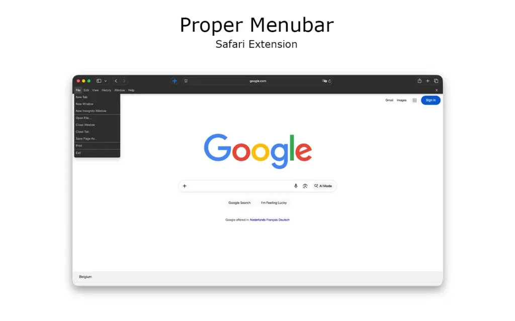 Proper Menubar Safari Extension