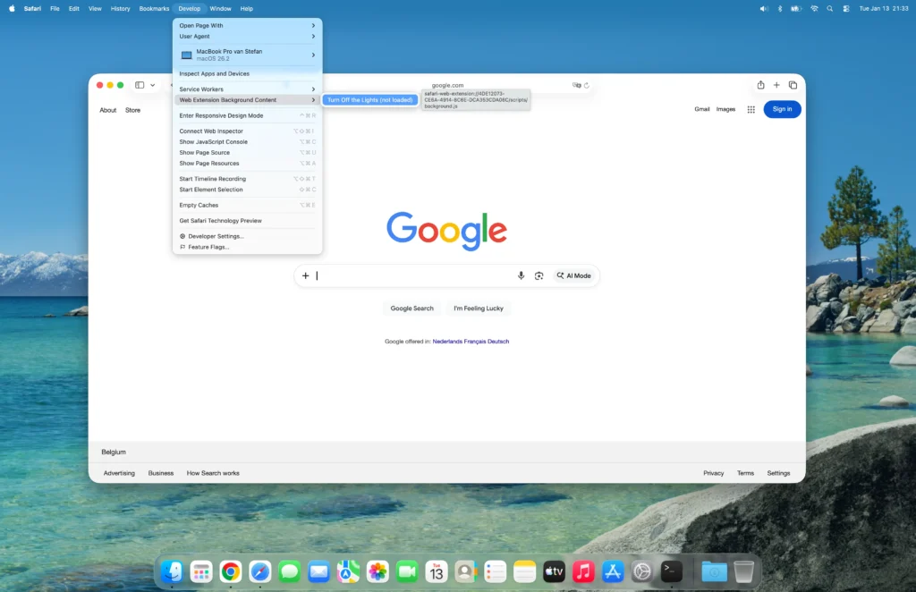 No Safari Servicer worker process running
