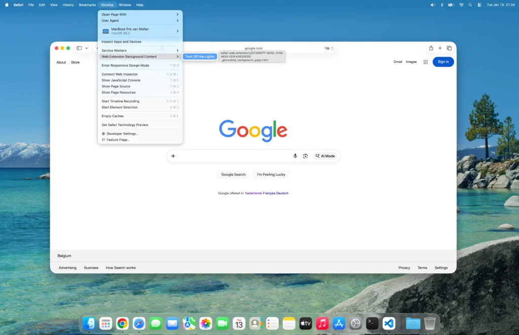 Servicer worker is visible to debug