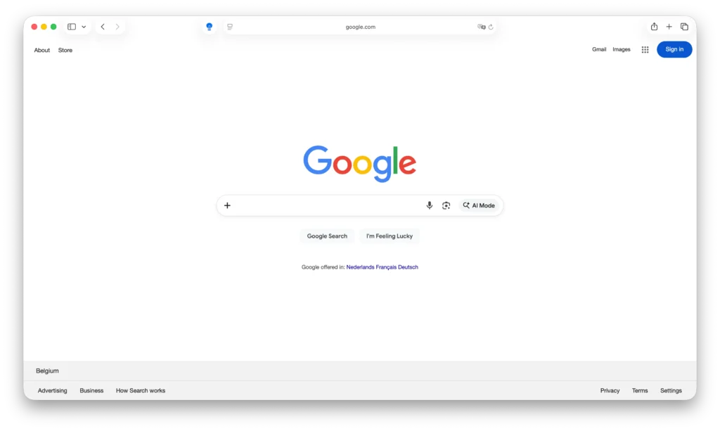 Safari web browser with the temporary extension installed