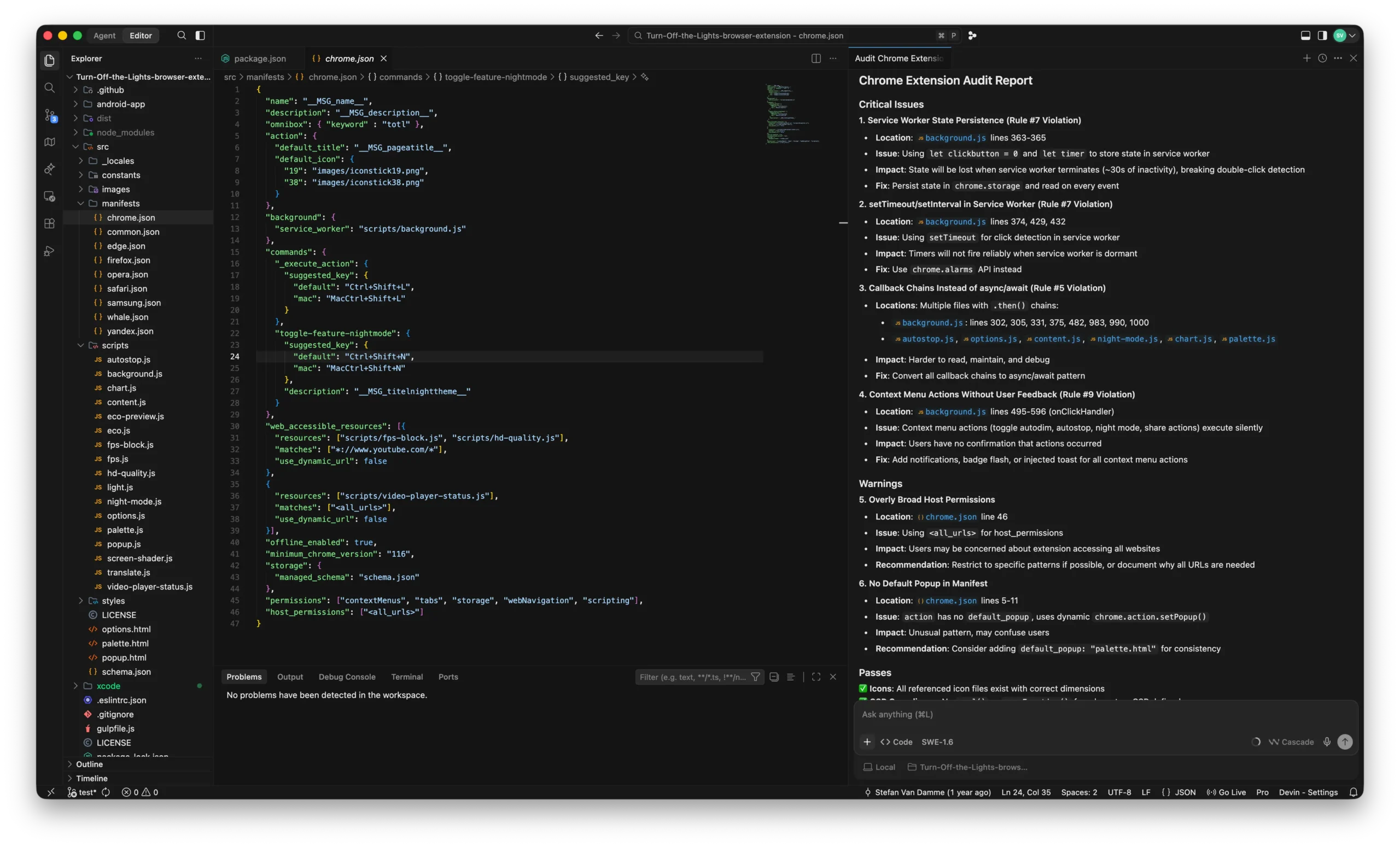 Audit Chrome extension report