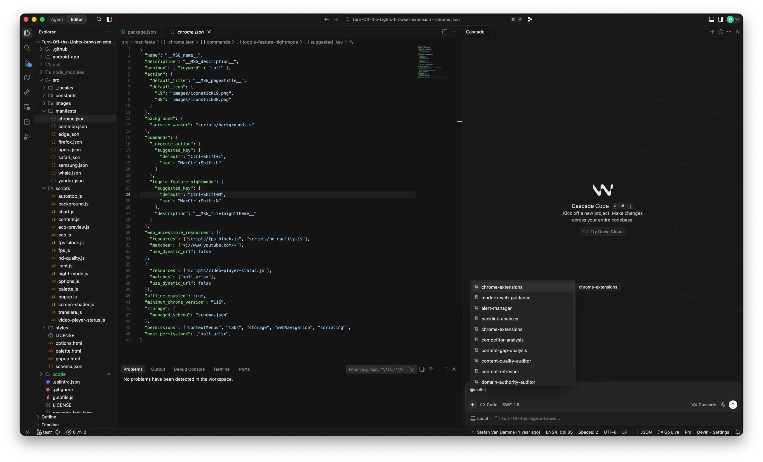 Modern Web Guidance and Chrome extension are visible at the top of the list