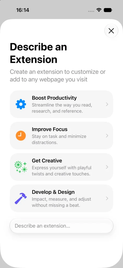 Safari describe an extension