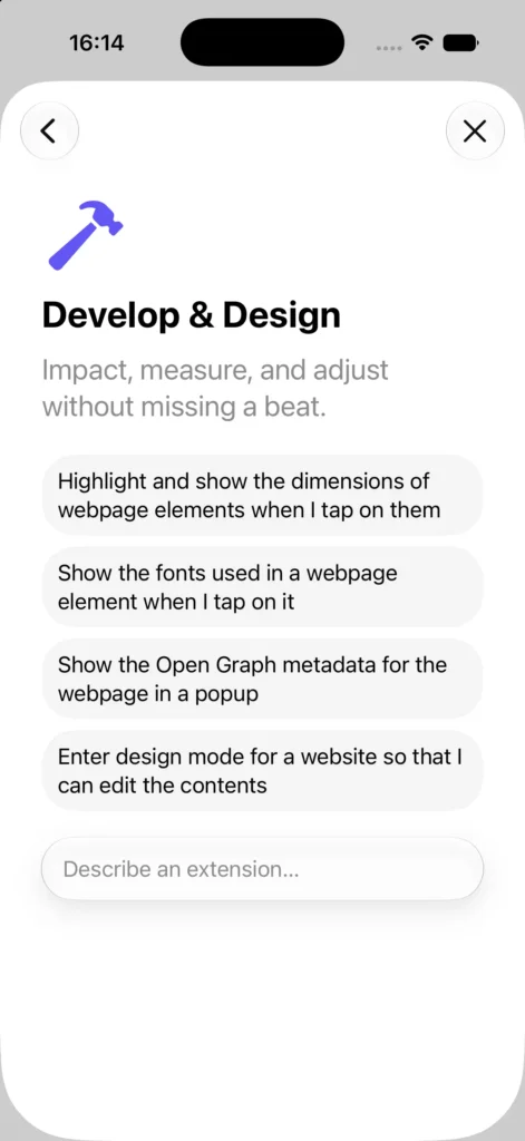 Safari extension Develop & Design