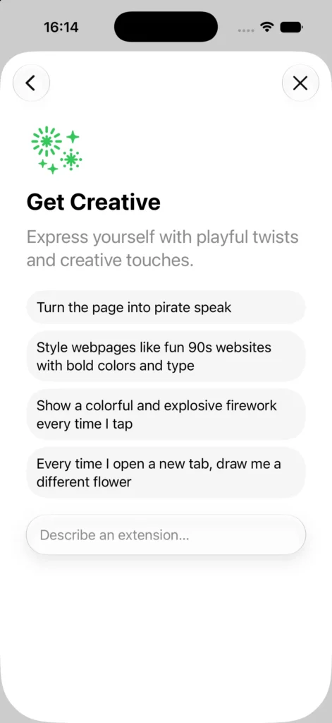 Safari extension Get Creative