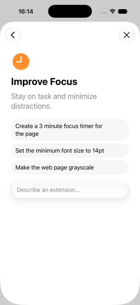 Safari extension Improve Focus