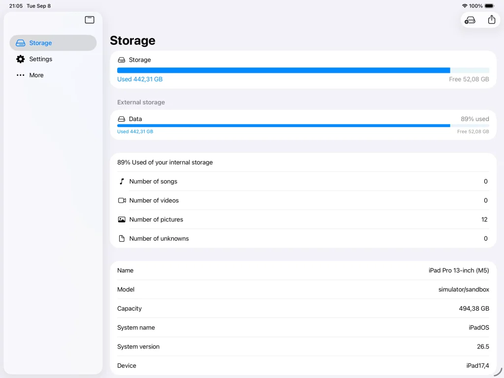Add your selected external disk on the home page