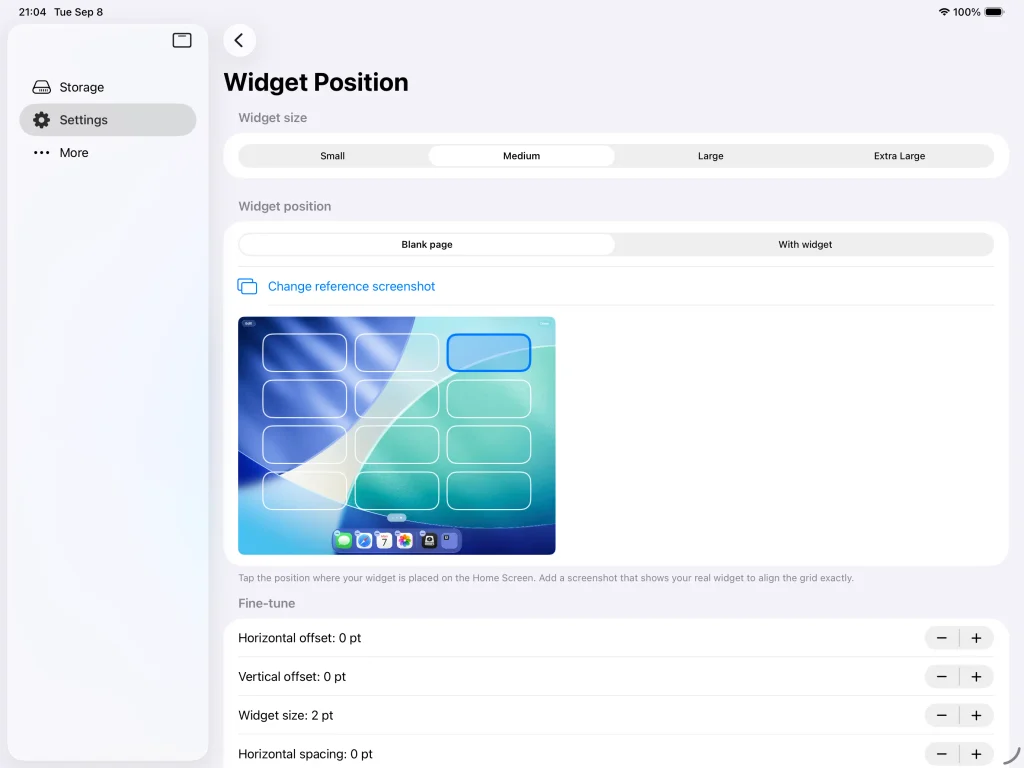 The background widget chooser for your Medium widget size