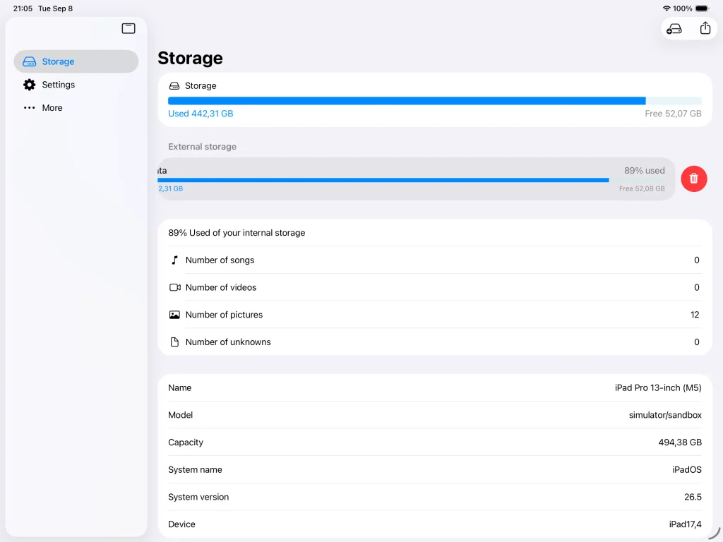 Remove external storage from iPadOS home page