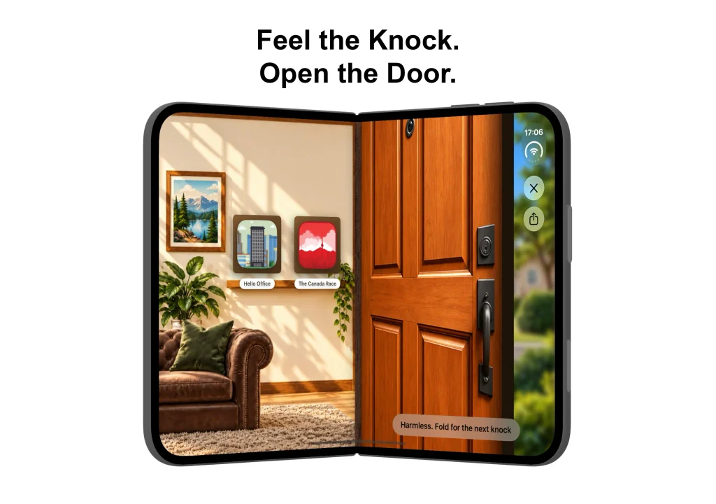 Open the door by opening the iPhone to the inner display