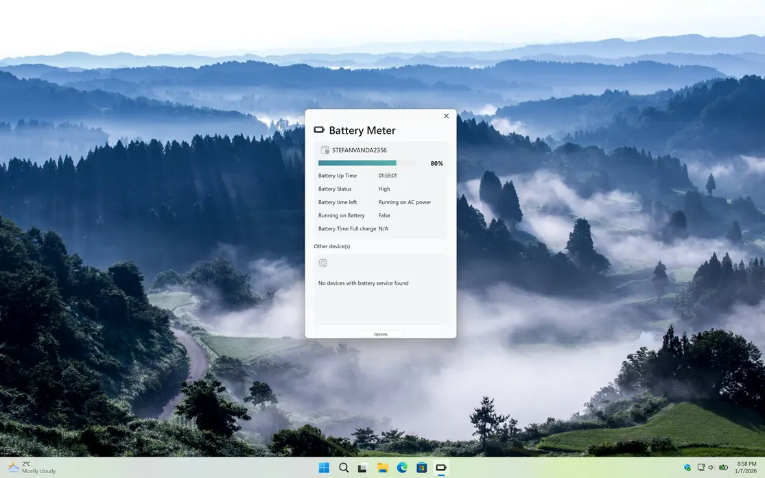 Battery Meter Windows Application