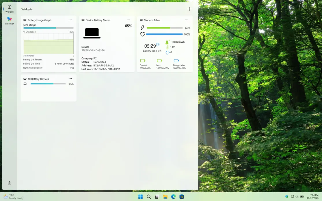 Battery Meter available as a Windows 11 widget