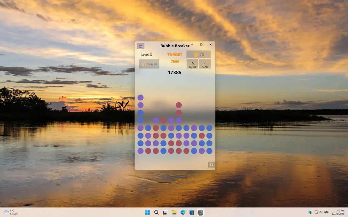 Bubble Breaker playing the Single Classic Level