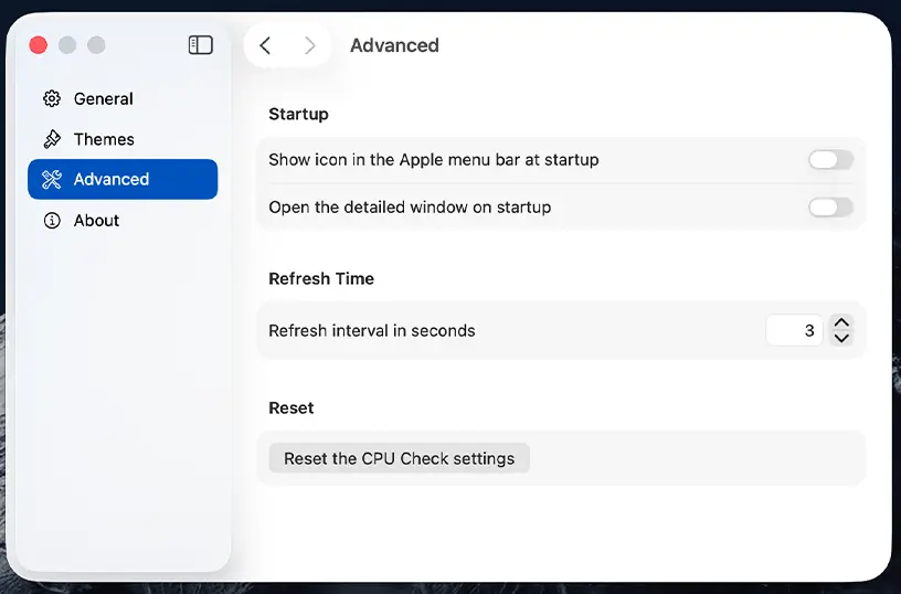 CPU Check advanced settings