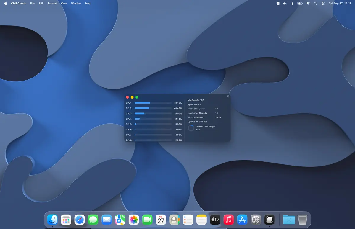 View your current CPU usage in the detailed window