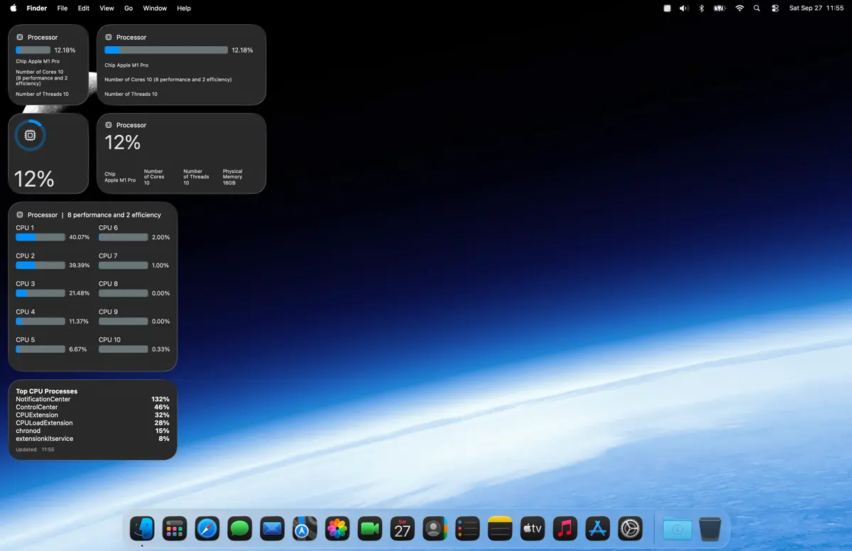 CPU Check widget in Dark Mode