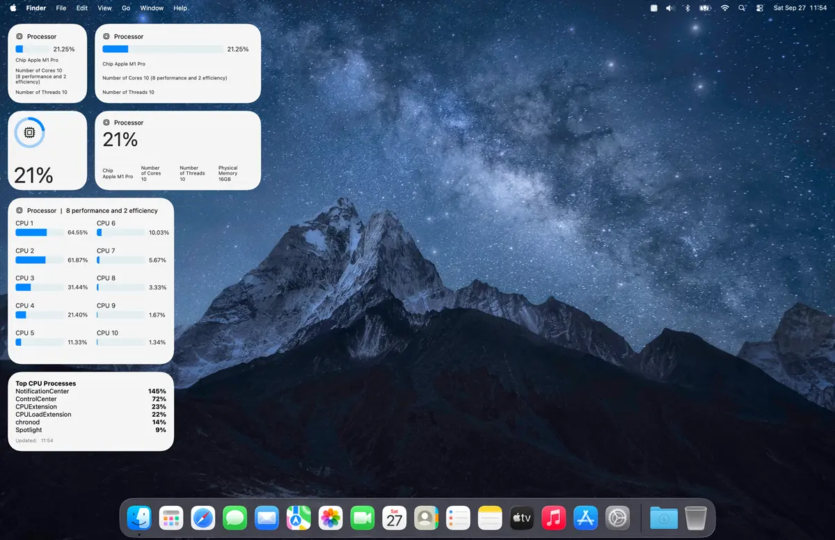 Add many CPU Check macOS widgets