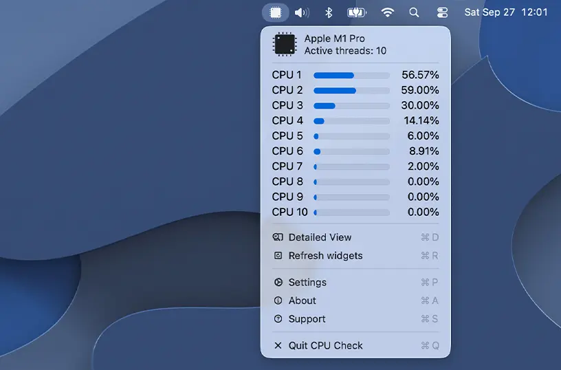 Refresh widgets menu item