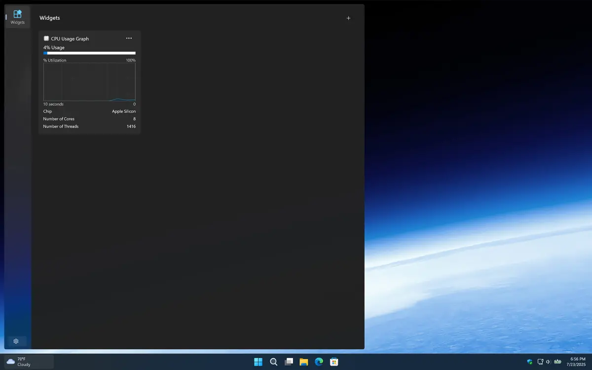 CPU Check Windows 11 Widget Dark Mode