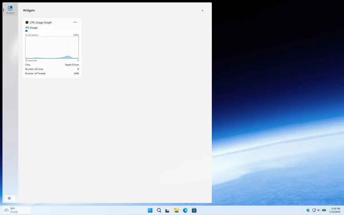 CPU Check Windows 11 Widget Dark Mode