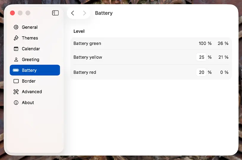 Customize battery level for each custom battery background color