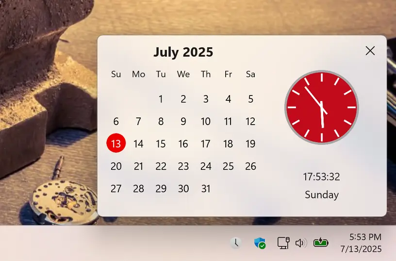Date Today icon in the Windows system tray