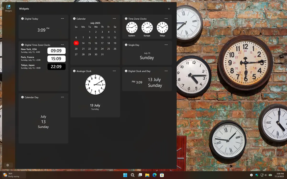 Date Today Windows 11 Widget Dark Mode