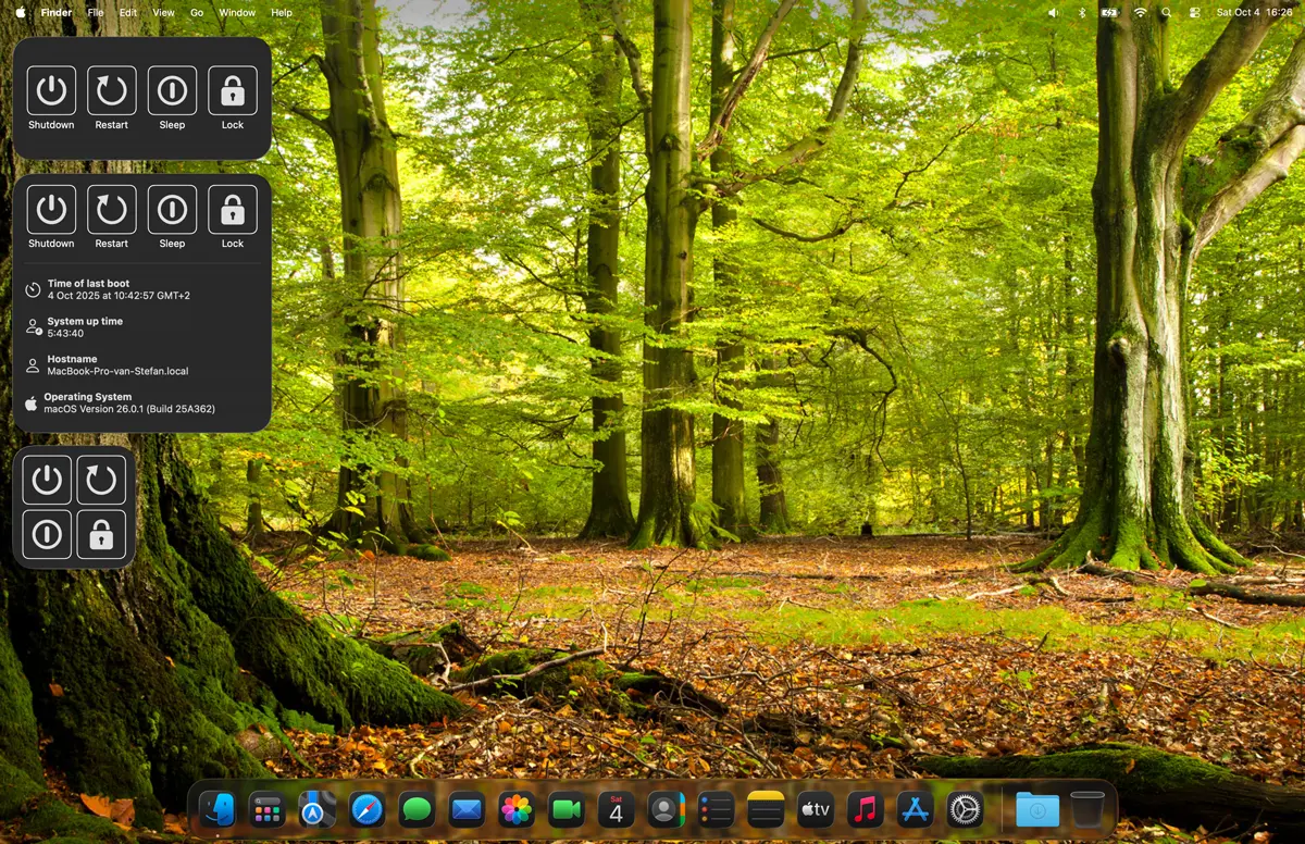 Fast Shutdown dark mode widget