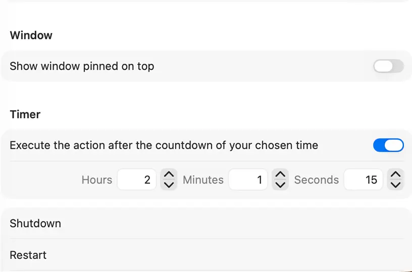 Fast Shutdown schedule timer