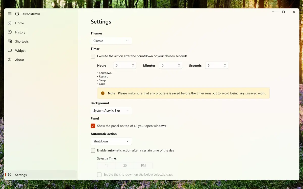 Date Today Windows Settings page