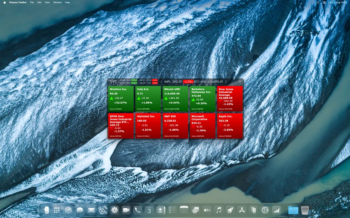 Finance Toolbar Liquid Glass Effect