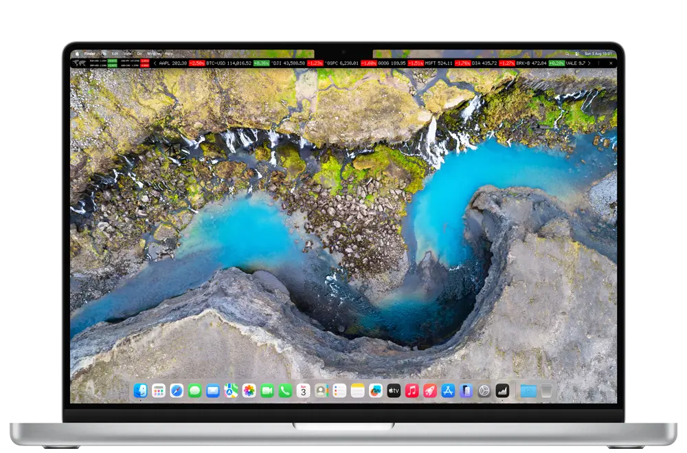 Finance Toolbar app on macOS