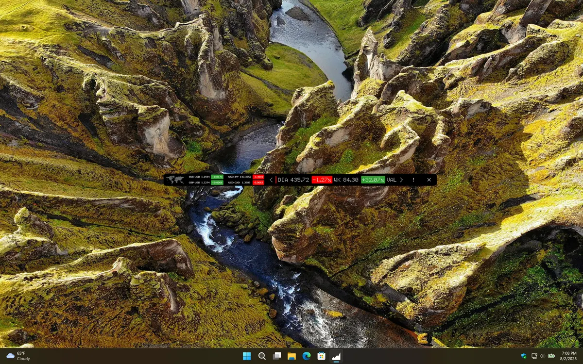 Finance Toolbar horizontal bar