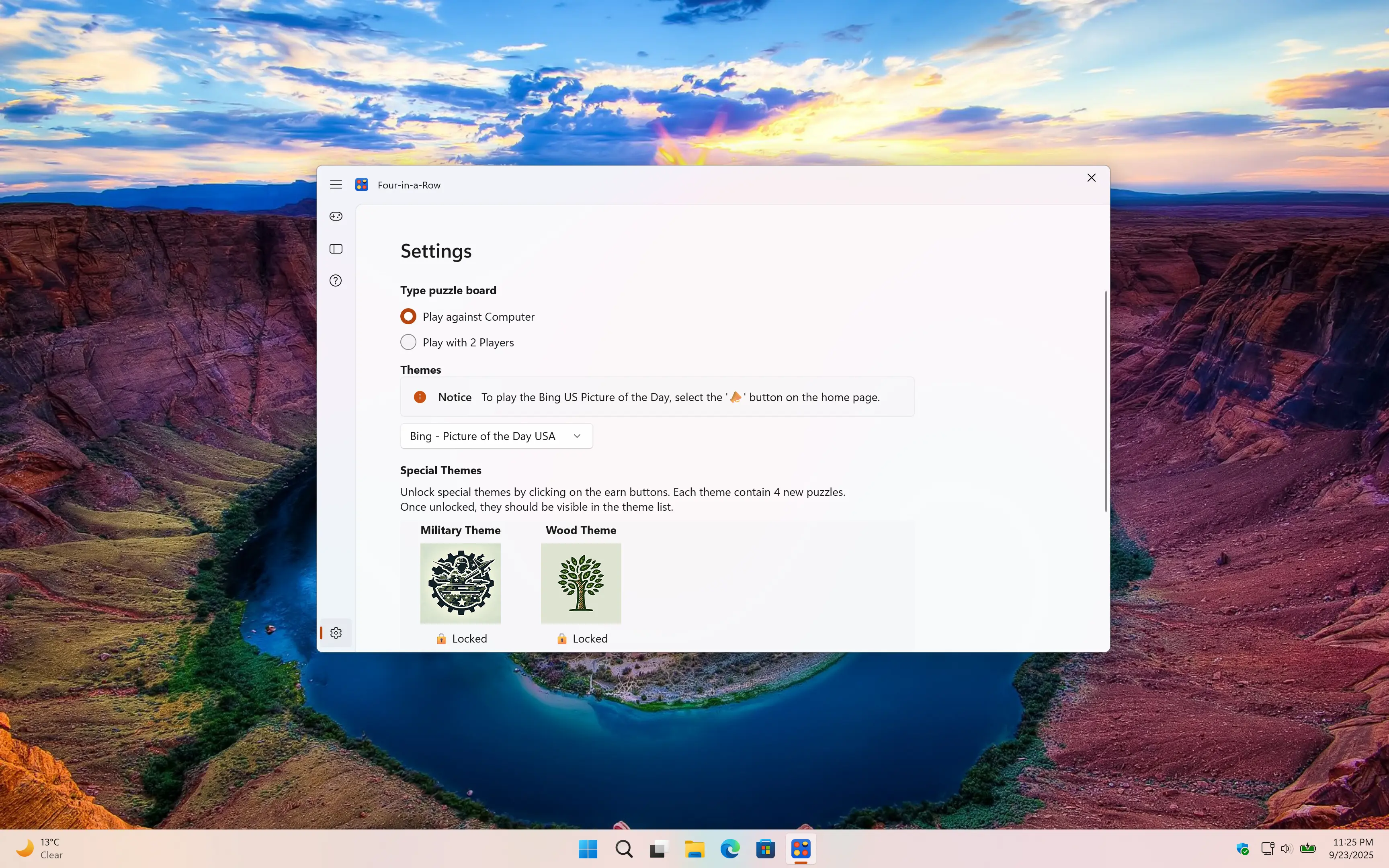Customize the experience of the Four-in-a-row game