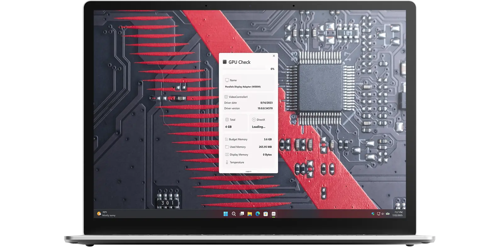 GPU Check app on Windows 11