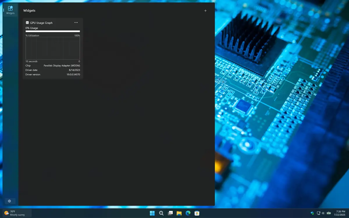 GPU Check Windows 11 Widget Dark Mode