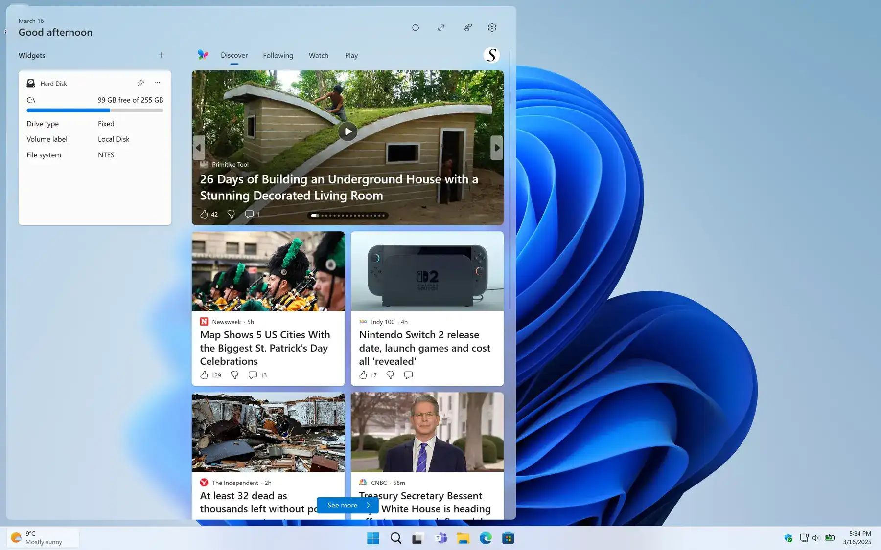 Hard Disk Windows 11 widget Light Mode
