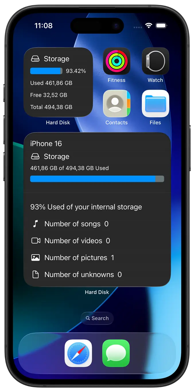 Hard Disk Dark Mode widgets