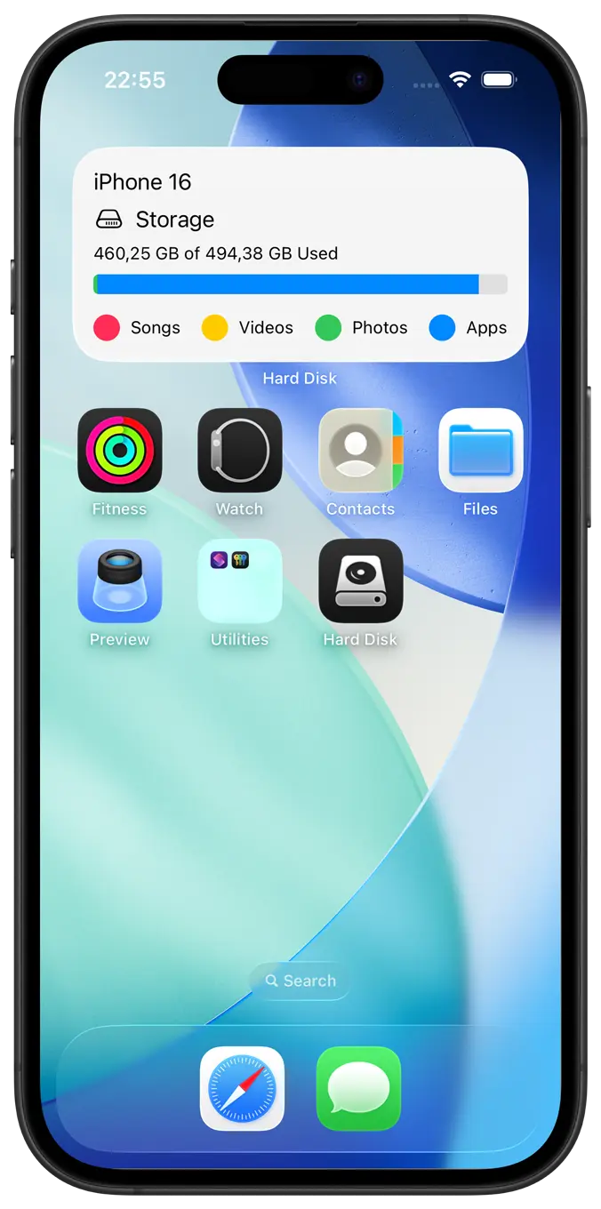 Hard Disk app on iPhone