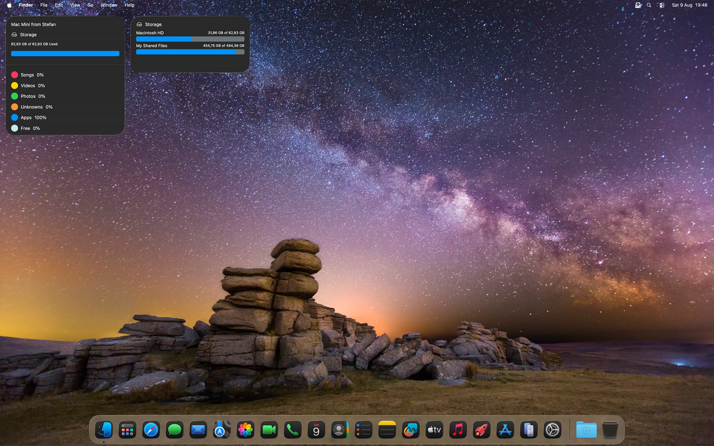 Hard Disk widget in Dark Mode